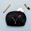Pedrita Parker Women's Velvet Toiletry Bag with Embroidered Horoscope, Black/White, Medio view 4
