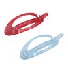 Parcelona French Plain Oval Small Celluloid Metal Free Hair Barrette Clips Women Hair Accessories, Made in France (Light Blue and Red 3 1/4" 2 Pcs) view 1
