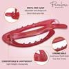 Parcelona French Plain Oval Small Celluloid Metal Free Hair Barrette Clips Women Hair Accessories, Made in France (Light Blue and Red 3 1/4" 2 Pcs) view 3