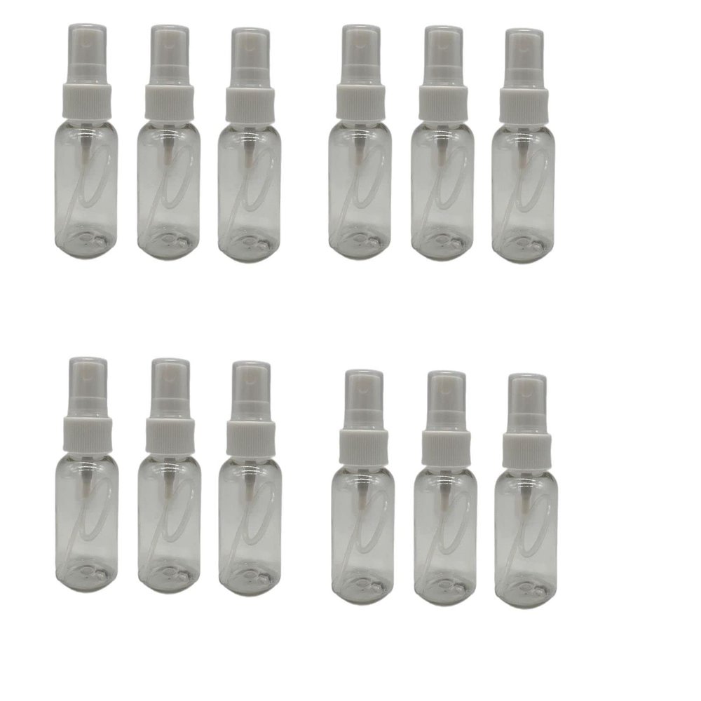 Natural Farms 1 oz Clear Boston BPA FREE Bottles - 12 Pack Empty Refillable Containers - Essential Oils Cleaning Products - Aromatherapy | White Fine Mist Sprayers - Made in the USA