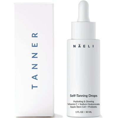 Self Tanner Bronzing Drops - Anti Aging Gradual Sunless Tanning Drops, Natural Hydrating Glow for Face & Body with Vitamin C - Fake Tan Lotion, Vegan & Cruelty Free, 1 oz