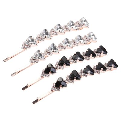 BIUDECO Fashion Rhinestone Hair Barrettes Shiny Diamond Crystal Triangle Hair Clip Clamp Set of 4 for Girls Women