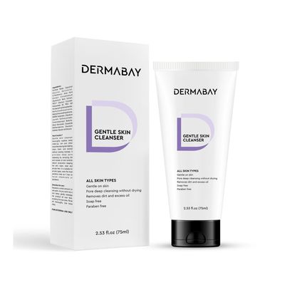Dermabay Gentle Face Wash Non Drying, Deep Cleansing Face Cleanser 100% Soap Free Ideal for Acne Prone, Sensitive, Dry, Oily Skin & Refreshing Suitable for Men & Women 75ml.