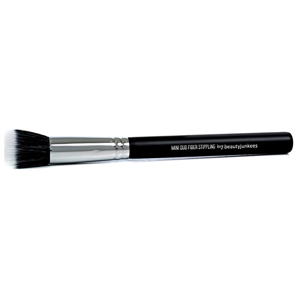 Beauty Junkees Small Stippling Brush Makeup - Duo Fiber Stipple Brush for Foundation Brush for Liquid Makeup, Blending Brush