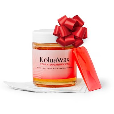 KoluaWax Vegan Sugar Wax Kit For Women & Men - Waxing for All Skin & Hair Types Underarm, Bikini, Brazilian, Face & Leg - 12oz w/ 20 Reusable Cloth Strips & Spatula - Hair Removal for Smooth Skin