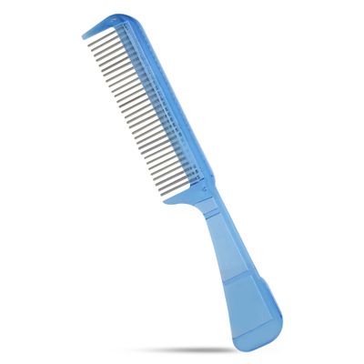 The Hair Doctor Handle Comb with silky smooth rotating teeth reduces hair breakage and hair loss (30 Stainless Teeth, Ice Blue)