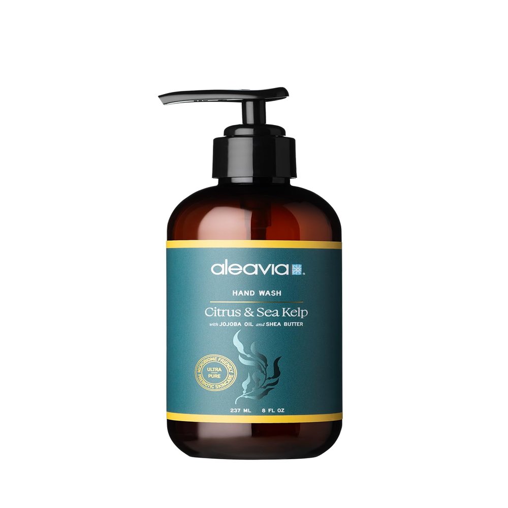 Aleavia Microbiome Friendly Hand Wash Citrus & Sea Kelp Microbiome Friendly Cleanser Vegan, Plant-Based Formula Packed with Prebiotics 8 oz.