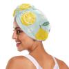 Bolaz Lemon on Light Blue Background Hair Towel 2 Pack, Super Absorbent Hair Drying Towel Quick Dry Hair Turbans Head Towel with Button Twisty Wrap for Women Girls view 3