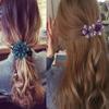 5 Pcs double flower decorative jeweled rhinestone hair clip pretty fancy floral thick crystal hair clips for women beautiful fashion designer asian accessories long chinese korean vintage ornaments view 4