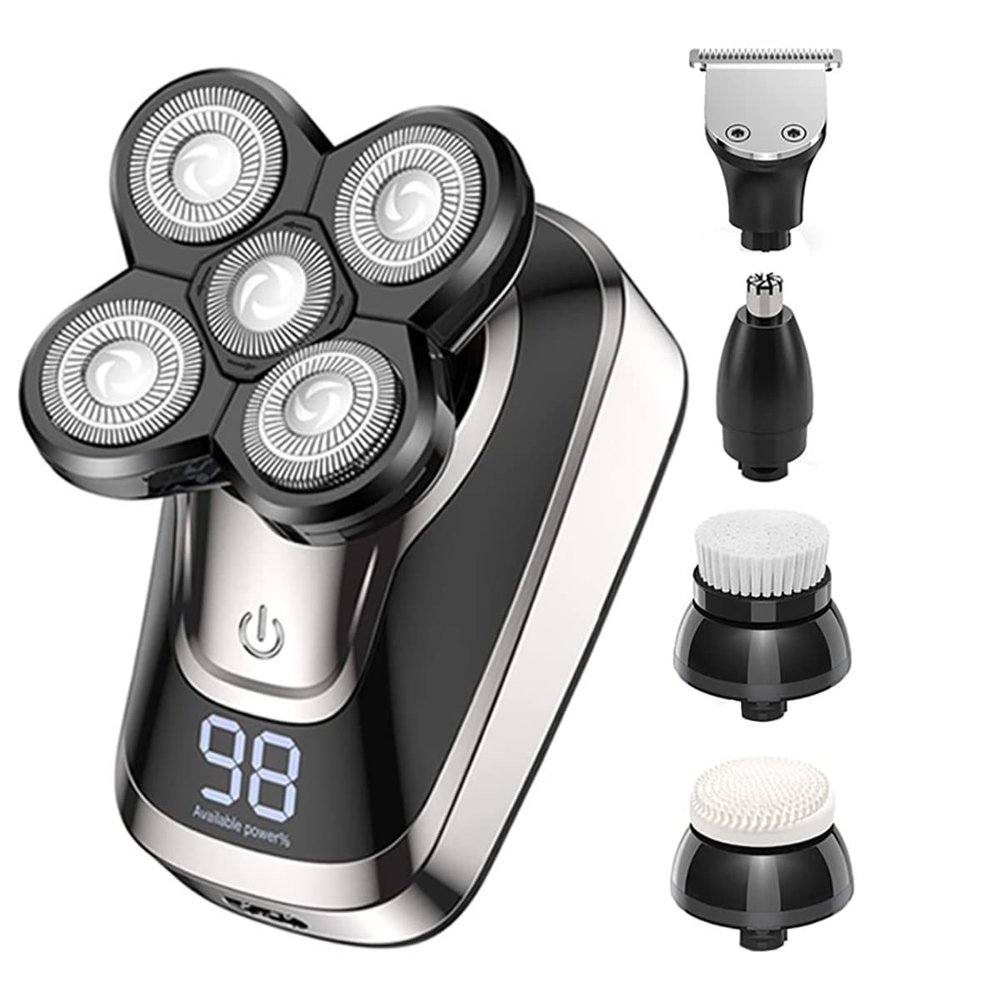 Electric Razor for Men, 5in1electric Shaver Grooming Kits Electric Facial Body Wet And Dry Razor Men Beard Rotary Rechargeable Shaving Bald Machine
