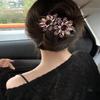 5 Pcs double flower decorative jeweled rhinestone hair clip pretty fancy floral thick crystal hair clips for women beautiful fashion designer asian accessories long chinese korean vintage ornaments view 3