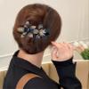 5 Pcs double flower decorative jeweled rhinestone hair clip pretty fancy floral thick crystal hair clips for women beautiful fashion designer asian accessories long chinese korean vintage ornaments view 4