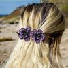 5 Pcs double flower decorative jeweled rhinestone hair clip pretty fancy floral thick crystal hair clips for women beautiful fashion designer asian accessories long chinese korean vintage ornaments view 2