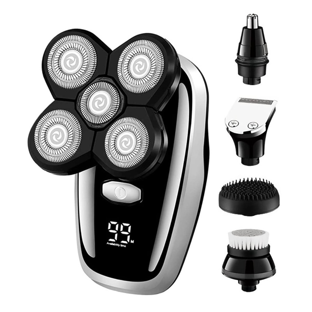 Electric Razor for Men, 5 In 1 Grooming Kits Electric Shaver Facial Body Electric Razor For Men Beard Wet Dry Rotary Shaving Machine Bald Rechargeable Set