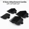 Professional Hair Clipper Attachment Combs Cutting Guides Guards #3170-400, 1/8", 1/4", 3/8", 1/2" Compatible with Most Wahl Standard Full Sized 5 Star Series Magic Clip Senior Hair Clippers (Black) view 2