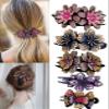 5 Pcs double flower decorative jeweled rhinestone hair clip pretty fancy floral thick crystal hair clips for women beautiful fashion designer asian accessories long chinese korean vintage ornaments view 1