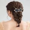 5 Pcs double flower decorative jeweled rhinestone hair clip pretty fancy floral thick crystal hair clips for women beautiful fashion designer asian accessories long chinese korean vintage ornaments view 4