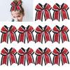 10 PCS 7" Large Glitter Cheer Bows Girls Red Black Ponytail Holders Hair Bows Bulk Elastic Hair Ties Accessories for Cheerleaders Teens Women Teams Competition Sports Pack of 10 view 1