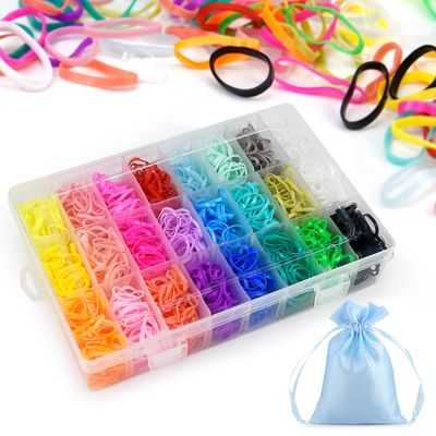 2000 Pcs Hair Rubber Bands, Elastic Hair Ties Colorful Hair Ties with Organizer Box, Mini Hair Elastics Ties for Girls Thin or Thick Hair(24 Colors)