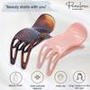 Parcelona French Simply Bear Paw Medium 3 Celluloid Acetate Set of 2 Side Slide In Jaw Yoga Fine Hair Claw Clip for Women and Girls (Blush Pink and Brown) view 2