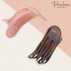 Parcelona French Simply Bear Paw Medium 3 Celluloid Acetate Set of 2 Side Slide In Jaw Yoga Fine Hair Claw Clip for Women and Girls (Blush Pink and Brown) view 4