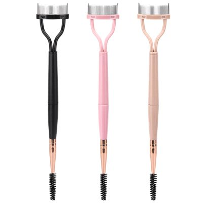 3 Pack Eyelash Comb Separator with Spoolie, Arc Designed Mascara Comb Dual Head Lash Separator Tool for Eyelash Extensions and Eyebrows (Black, Pink)