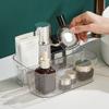 VALINK Clear Plastic Vanity Makeup Organizer, Makeup Organizer for Cosmetic for Brushes Eyeliner T-Shaped Four Grid view 4
