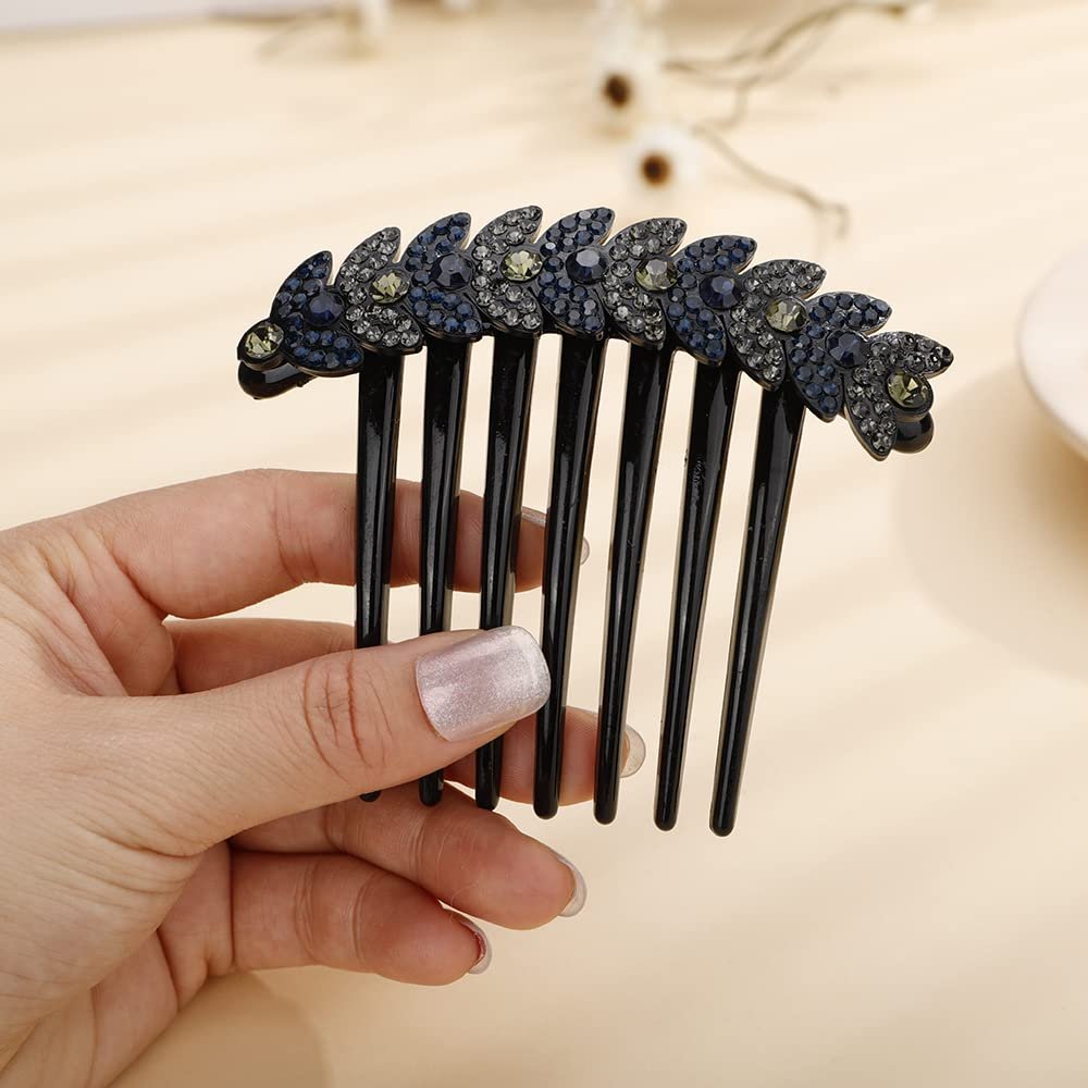Aimimier Bridal Wedding Crystal Hair Combs Decorative Rhinestone Headpieces Bride and Bridesmaids Hair Accessories for Women(Green-Blue)