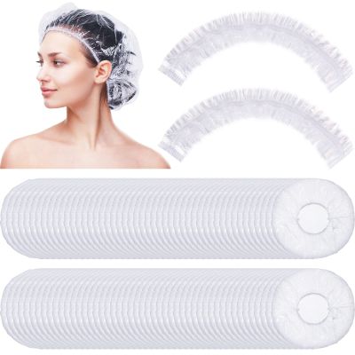 Retisee 500 Pcs Disposable Shower Caps Bulk 18.2 Plastic Clear Hair Caps Elastic Large Thick Waterproof Bath Covers for Women Hair Care Cleaning Supplies Spa Hotel Salon Home Travel Accessories