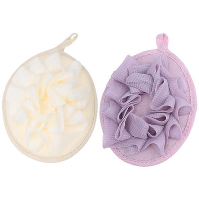 Beavorty 4pcs Exfoliating Bath Soft Mesh Bathing Scrubbers Rich Body Wash for Gentle Exfoliation for and Relaxation Beige