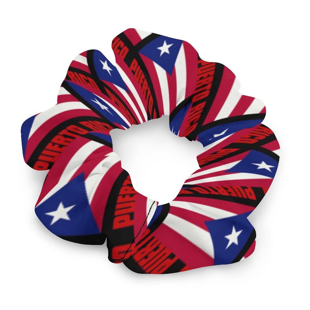 Pride of Puerto Rico Flag Hair Scrunchies Elastic Hair Bands Hair Ties Ropes Ponytail Holders for Women Great Gift