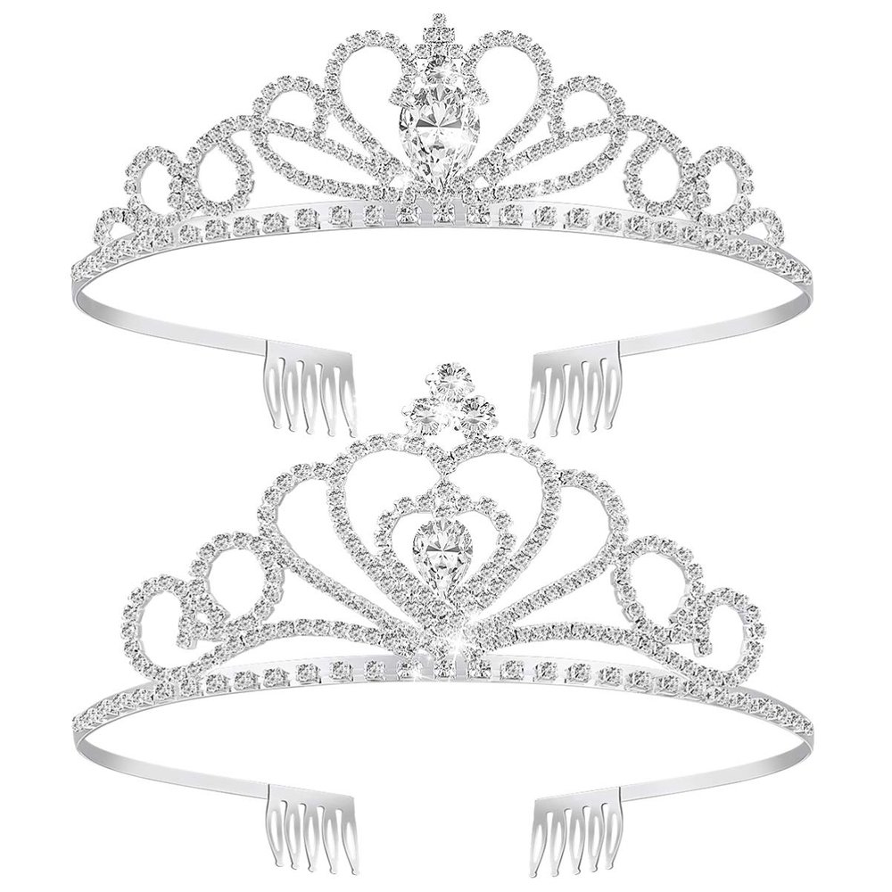 2pcs Bridal Crown Headband Bridal Crown Tiara Rhinestone Headband Crystal Rhinestone Tiara