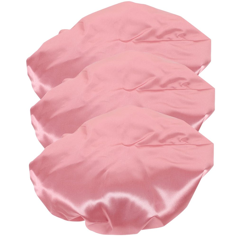 FRCOLOR 3pcs Double Layer Shower Caps for Women Oil Bath Hats Elastic and Reusable Hair Cover for Hair Curls and Braids Stylish and Comfortable Design