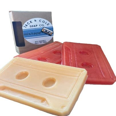 Cassette tape soap bar: old school mixed tape soap valentine's gift, easter gift, stocking stuffer gift soap (red & orange, citrus)