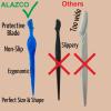 ALAZCO 30 pc Eyebrow Razor Precision Shaver Facial Exfoliating Dermaplaning Tool Peach Fuzz Face Brow Touch-Up Shaper Lip Bikini Area Razor Trimmer Washable Reusable Women Men - Blue view 3