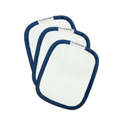 Dock & Bay Reusable Makeup Pads - Face & Skin Cleaner - Ultra Soft, Washable - 3 Pack with Included Wash Bag - (12x10cm) - Whitsunday Blue