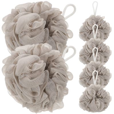 GLEAVI 6pcs Portable Bathing for Daily Use Convenient Shower Sponges for Exfoliating Skin and Deep Cleansing Travel-Friendly Loofah Khaki