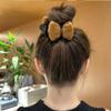 KOICCVQQ Retro Asian Style Bow Headband Plush Hairpin Ponytail Hair Handmade Defense Control Abilities Design Trinket Cute Novel Creative Exquisite Bow Shaped Plush Hairpin Jewelry (Caramel) view 2