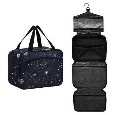 ALAZA Moon Sun Zodiac Star Vintage Toiletry Bag Travel Hanging Cosmetic Bag Portable Makeup Organizer for Women Men College Dorm Home Bathroom Business Trip