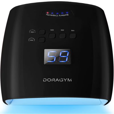 DORAGYM UV LED Nail Lamp, Cordless Gel Polish Dryer for Professional Gel Manicures - Black