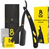 The Beard Club Straight Razor for Men - Navajas Para Barbero - Barber Straight Edge Razor Kit - Premium Single Derby Blade Cutthroat With 10 Replaceable Stainless Steel Blades & Leather Case view 1