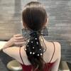 KOICCVQQ Fashion Hair Bows Clip Tulle Mesh Bow Hairpin Non Slip Pearl Hair Clips Tiara Elegant Dignified Temperament Hair Ornament Exquisite Shiny Personality Style Jewelry Gift for Woman (Black) view 1
