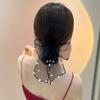 KOICCVQQ Fashion Hair Bows Clip Tulle Mesh Bow Hairpin Non Slip Pearl Hair Clips Tiara Elegant Dignified Temperament Hair Ornament Exquisite Shiny Personality Style Jewelry Gift for Woman (Black) view 2