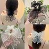KOICCVQQ Fashion Hair Bows Clip Tulle Mesh Bow Hairpin Non Slip Pearl Hair Clips Tiara Elegant Dignified Temperament Hair Ornament Exquisite Shiny Personality Style Jewelry Gift for Woman (Black) view 4