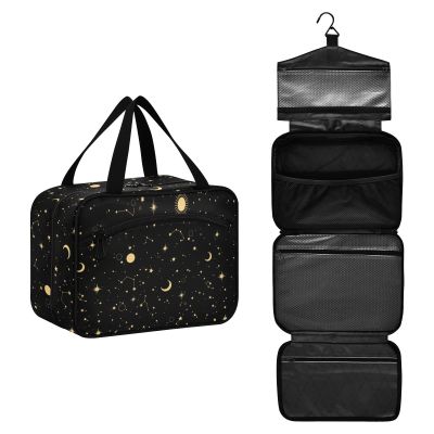 ALAZA Moon Sun Starry Night Toiletry Bag Travel Hanging Cosmetic Bag Portable Makeup Organizer for Women Men College Dorm Home Bathroom Business Trip