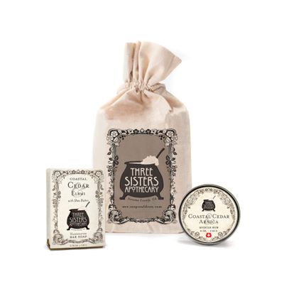 Three SIsters Apothecary Muslin Gift Set - Bar Soap and Body Butter (Coastal Cedar)