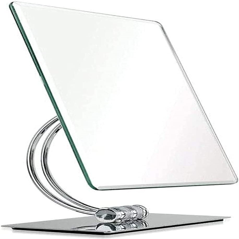 Tabletop Mirror Makeup Mirror HD Desktop Mirror Portable Large Compact Travel Household Dressing Mirror Multi- Angle Rotation Standing Makeup Mirror Silver Cosmetic Mirror