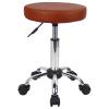FURWOO Adjustable Salon Chair Small Rolling Stool with Wheels for Spa Salon Massage Home Office Brown view 1