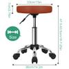 FURWOO Adjustable Salon Chair Small Rolling Stool with Wheels for Spa Salon Massage Home Office Brown view 2
