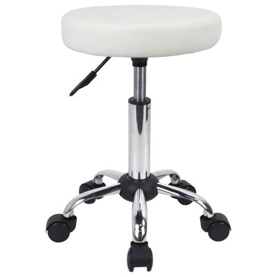 FURWOO Adjustable Salon Chair Small Rolling Stool with Wheels for Spa Salon Massage Home Office White